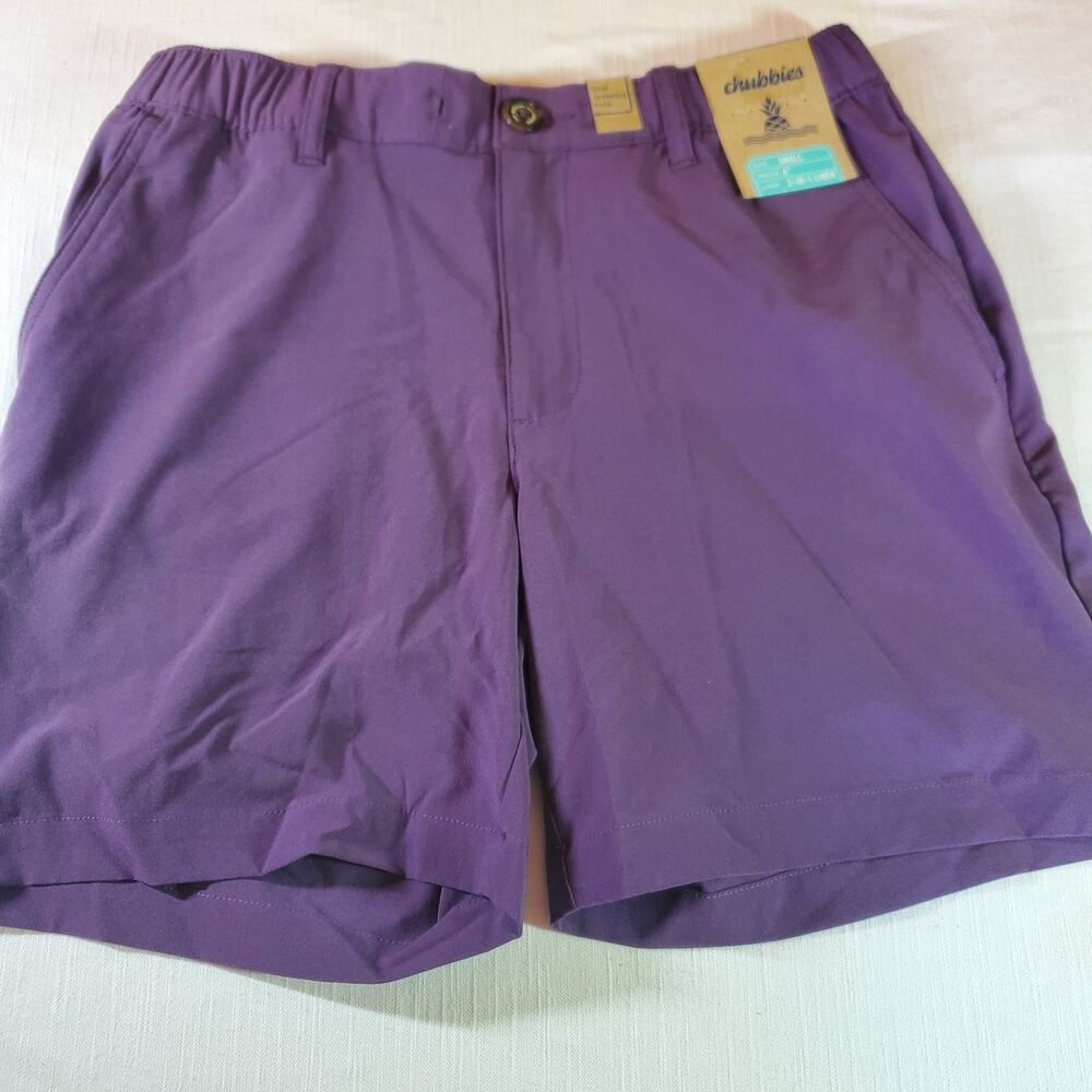 Chubbies Mens Shorts Size Small Purple Stretch Casual Swim Trunk Chino Elastic